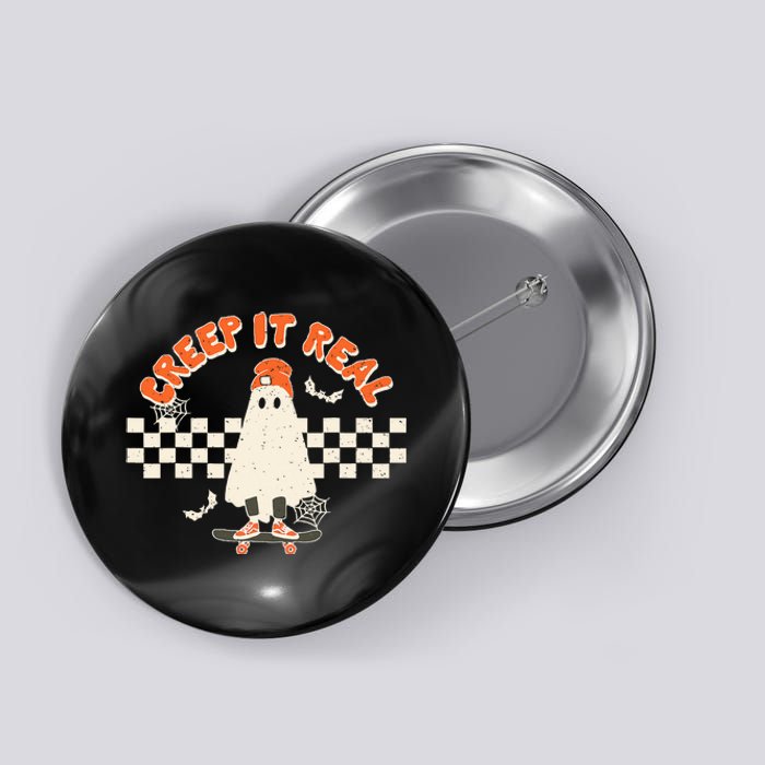 Retro Halloween Creep It Real Vintage Ghost Halloween Button