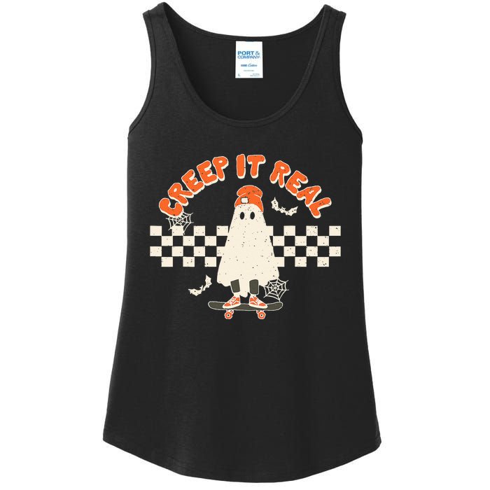 Retro Halloween Creep It Real Vintage Ghost Halloween Ladies Essential Tank