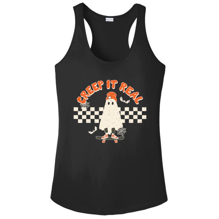 Retro Halloween Creep It Real Vintage Ghost Halloween Ladies PosiCharge Competitor Racerback Tank