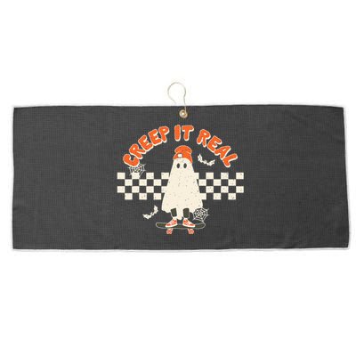 Retro Halloween Creep It Real Vintage Ghost Halloween Large Microfiber Waffle Golf Towel