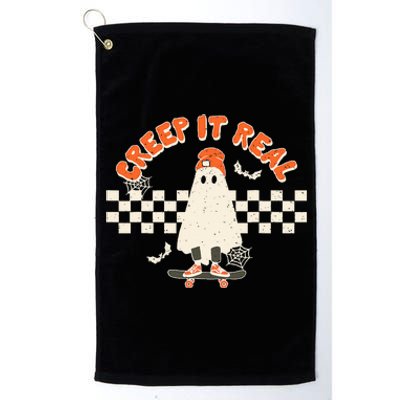 Retro Halloween Creep It Real Vintage Ghost Halloween Platinum Collection Golf Towel