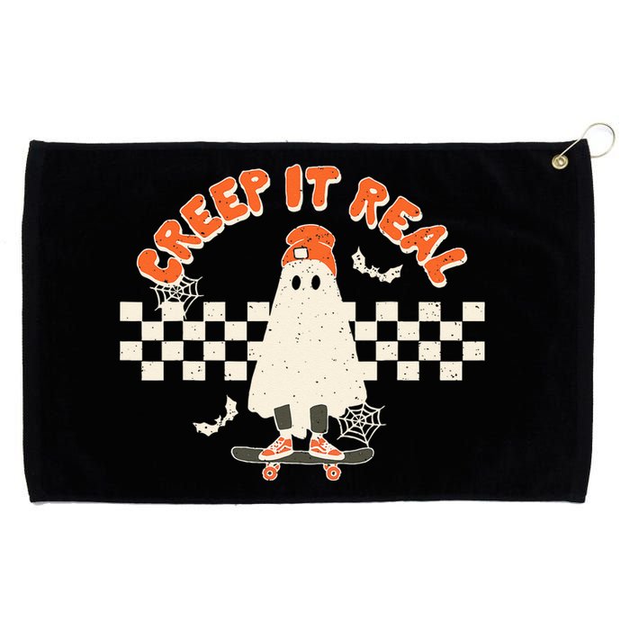 Retro Halloween Creep It Real Vintage Ghost Halloween Grommeted Golf Towel