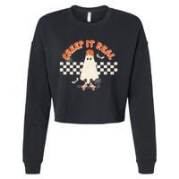 Retro Halloween Creep It Real Vintage Ghost Halloween Cropped Pullover Crew