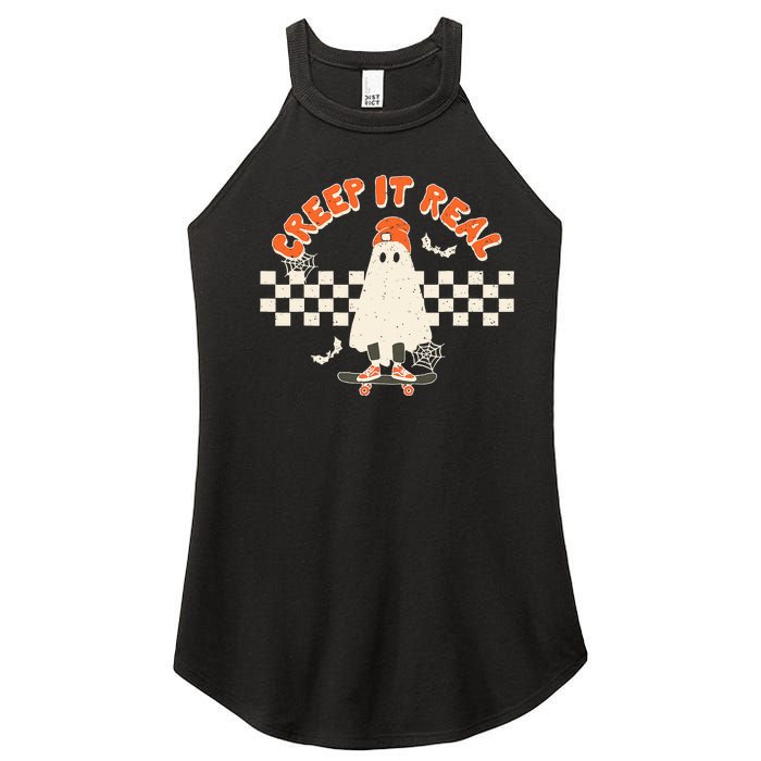 Retro Halloween Creep It Real Vintage Ghost Halloween Women's Perfect Tri Rocker Tank