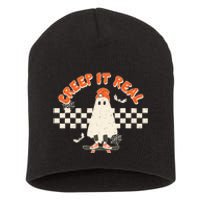 Retro Halloween Creep It Real Vintage Ghost Halloween Short Acrylic Beanie