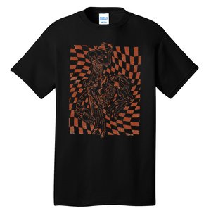 Retro Howdy Cowboy Skeleton With Cowboy Hat And Horse Tall T-Shirt