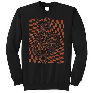 Retro Howdy Cowboy Skeleton With Cowboy Hat And Horse Tall Sweatshirt