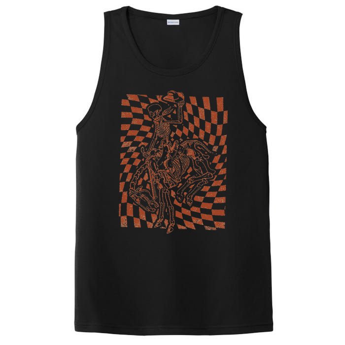 Retro Howdy Cowboy Skeleton With Cowboy Hat And Horse PosiCharge Competitor Tank