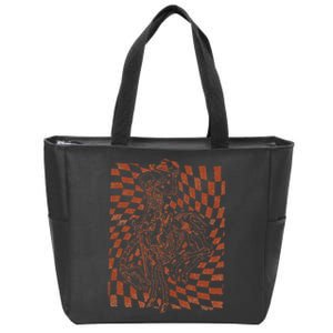 Retro Howdy Cowboy Skeleton With Cowboy Hat And Horse Zip Tote Bag