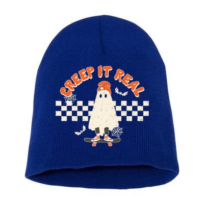 Retro Halloween Creep It Real Short Acrylic Beanie