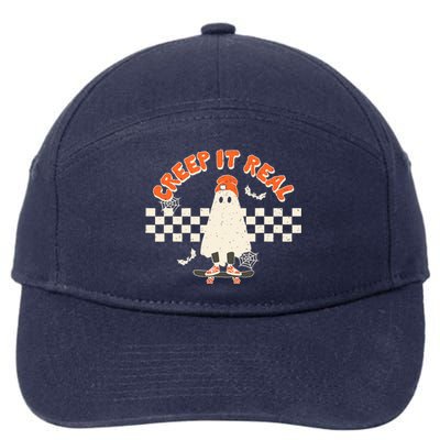 Retro Halloween Creep It Real 7-Panel Snapback Hat