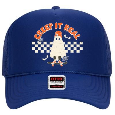 Retro Halloween Creep It Real High Crown Mesh Back Trucker Hat