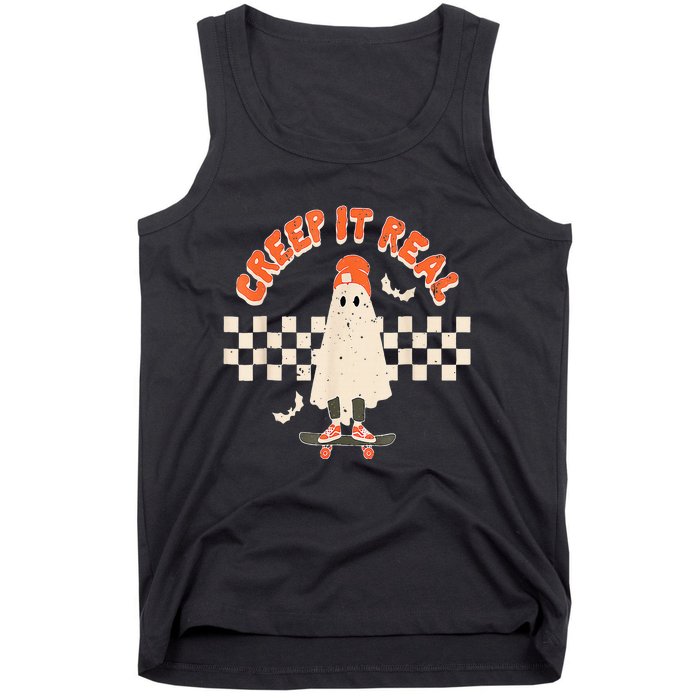 Retro Halloween Creep it Real Vintage Ghost Halloween Tank Top