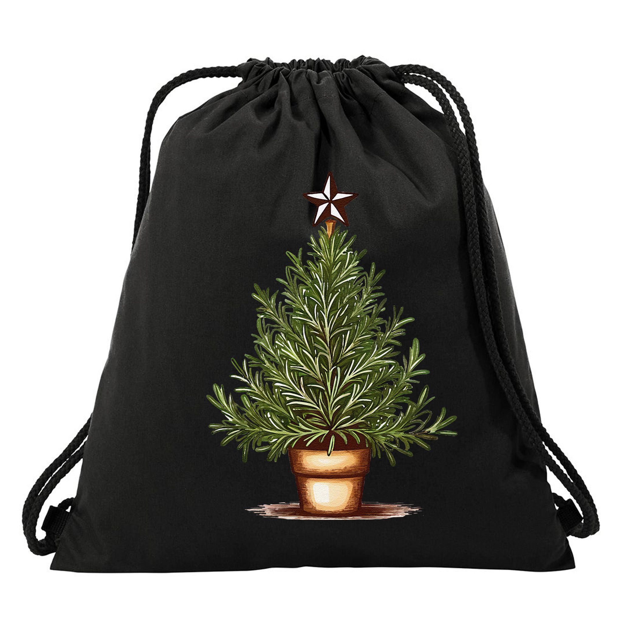 Rosemary Herb Christmas Tree Drawstring Bag