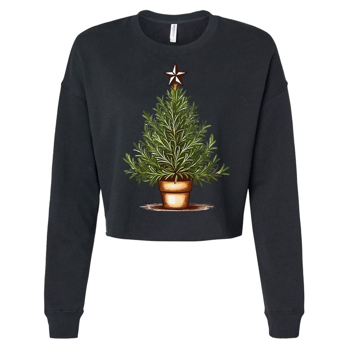 Rosemary Herb Christmas Tree Cropped Pullover Crew