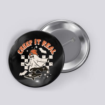 Retro Halloween Creep It Real Funny Ghost Skateboard Button