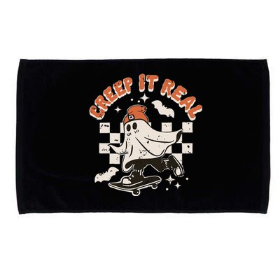 Retro Halloween Creep It Real Funny Ghost Skateboard Microfiber Hand Towel