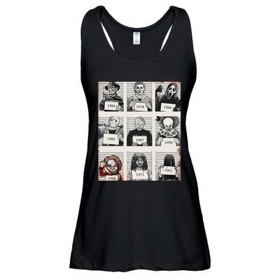 Retro Halloween Creepy Legends Killers Mugshots Horror Fan Ladies Essential Flowy Tank