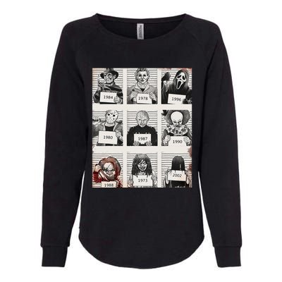 Retro Halloween Creepy Legends Killers Mugshots Horror Fan Womens California Wash Sweatshirt