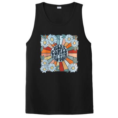 Retro Here Comes The Sun Floral Summer Family Vacation Happy PosiCharge Competitor Tank