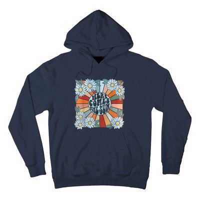 Retro Here Comes The Sun Floral Summer Family Vacation Happy Hoodie