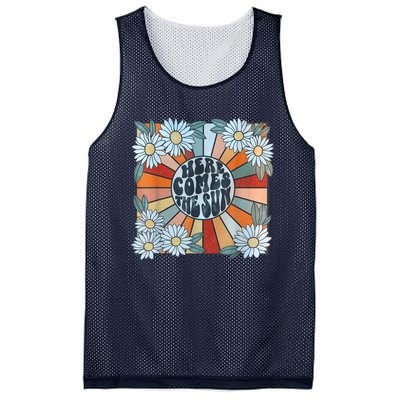 Retro Here Comes The Sun Floral Summer Family Vacation Happy Mesh Reversible Basketball Jersey Tank