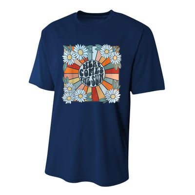 Retro Here Comes The Sun Floral Summer Family Vacation Happy Performance Sprint T-Shirt