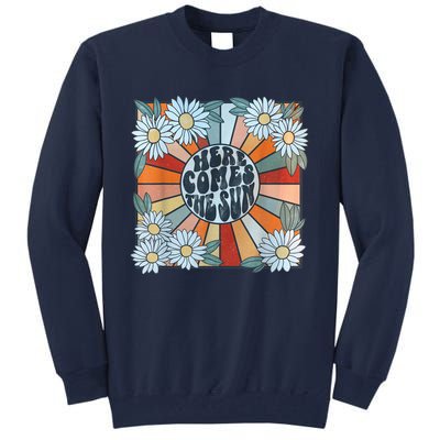 Retro Here Comes The Sun Floral Summer Family Vacation Happy Tall Sweatshirt