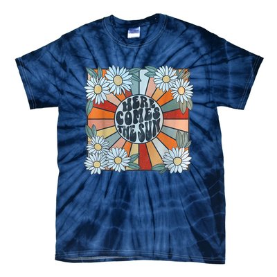 Retro Here Comes The Sun Floral Summer Family Vacation Happy Tie-Dye T-Shirt