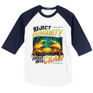 Reject Humanity Crab Horror Crab Horror Funny Meme Baseball Sleeve Shirt