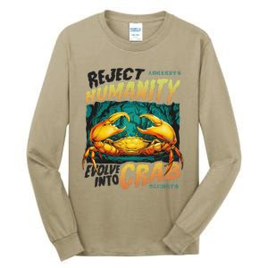 Reject Humanity Crab Horror Crab Horror Funny Meme Tall Long Sleeve T-Shirt