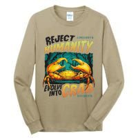 Reject Humanity Crab Horror Crab Horror Funny Meme Tall Long Sleeve T-Shirt