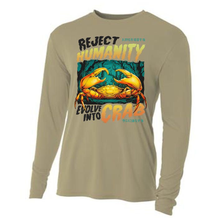 Reject Humanity Crab Horror Crab Horror Funny Meme Cooling Performance Long Sleeve Crew