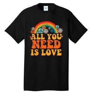 Retro Hippie Costume for Halloween - Peace, Love, and Tie Dye Tall T-Shirt