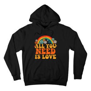 Retro Hippie Costume for Halloween - Peace, Love, and Tie Dye Tall Hoodie