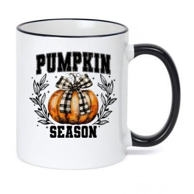 Retro Halloween Coquette Bow Pumpkin Season 11oz Black Color Changing Mug