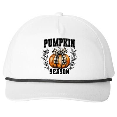 Retro Halloween Coquette Bow Pumpkin Season Snapback Five-Panel Rope Hat