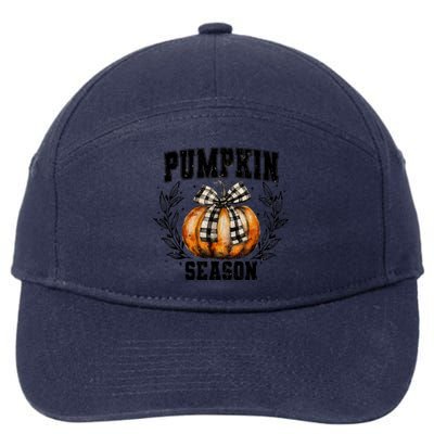 Retro Halloween Coquette Bow Pumpkin Season 7-Panel Snapback Hat