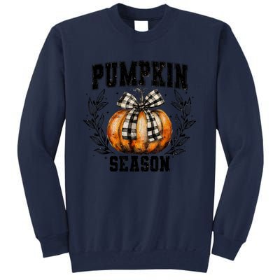 Retro Halloween Coquette Bow Pumpkin Season Tall Sweatshirt