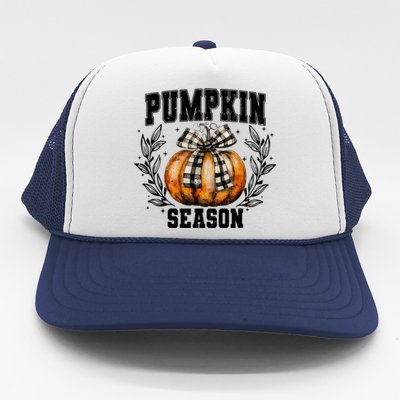 Retro Halloween Coquette Bow Pumpkin Season Trucker Hat