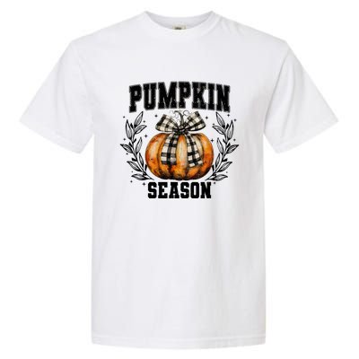 Retro Halloween Coquette Bow Pumpkin Season Garment-Dyed Heavyweight T-Shirt