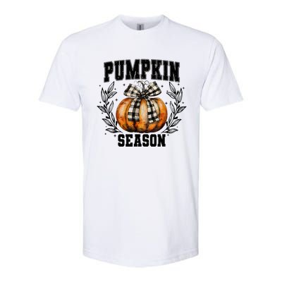 Retro Halloween Coquette Bow Pumpkin Season Softstyle® CVC T-Shirt