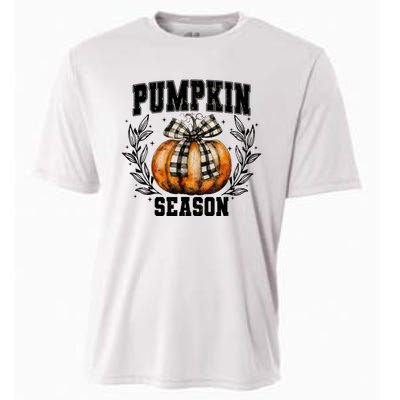 Retro Halloween Coquette Bow Pumpkin Season Cooling Performance Crew T-Shirt