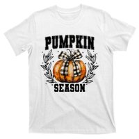 Retro Halloween Coquette Bow Pumpkin Season T-Shirt