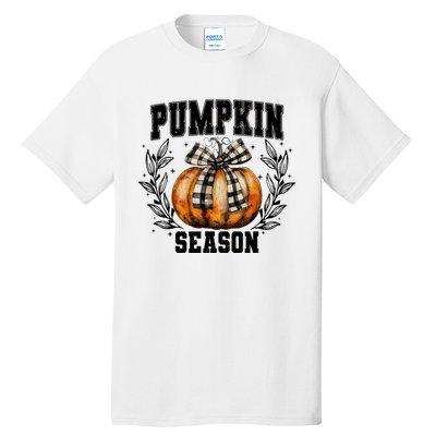 Retro Halloween Coquette Bow Pumpkin Season Tall T-Shirt