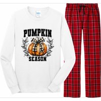 Retro Halloween Coquette Bow Pumpkin Season Long Sleeve Pajama Set