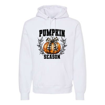 Retro Halloween Coquette Bow Pumpkin Season Premium Hoodie