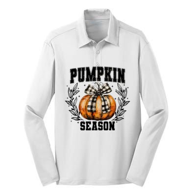 Retro Halloween Coquette Bow Pumpkin Season Silk Touch Performance Long Sleeve Polo