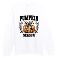 Retro Halloween Coquette Bow Pumpkin Season Premium Crewneck Sweatshirt