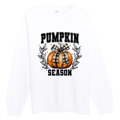 Retro Halloween Coquette Bow Pumpkin Season Premium Crewneck Sweatshirt